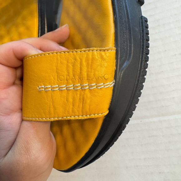 Moda Milano Black Yellow Leather Strappy Sandals Womens 40 Summer Casual Beach - Picture 3 of 8